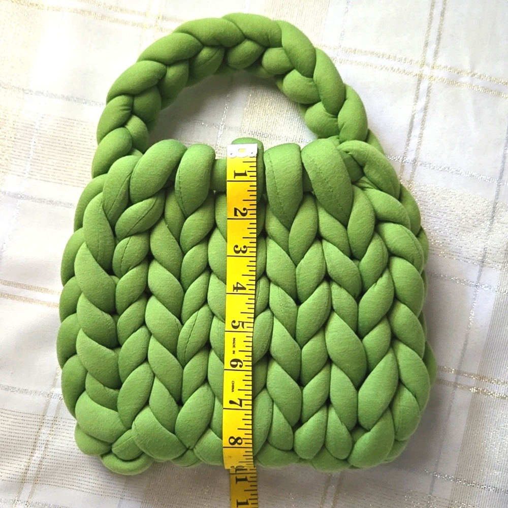 Green Chunky Cable Knit Bag - Picture 9 of 10